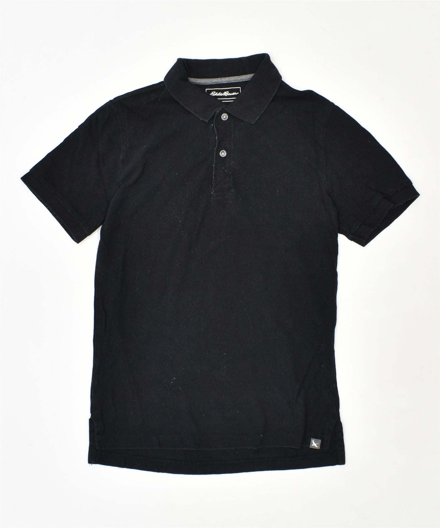 Image of EDDIE BAUER Mens Polo Shirt Small Black Cotton