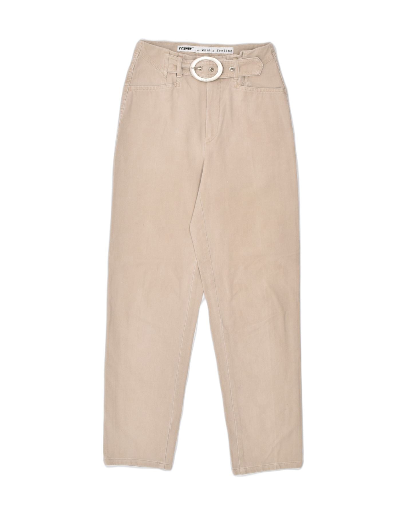 image of ROSNER Womens Straight Casual Trousers W24 L27 Beige Cotton