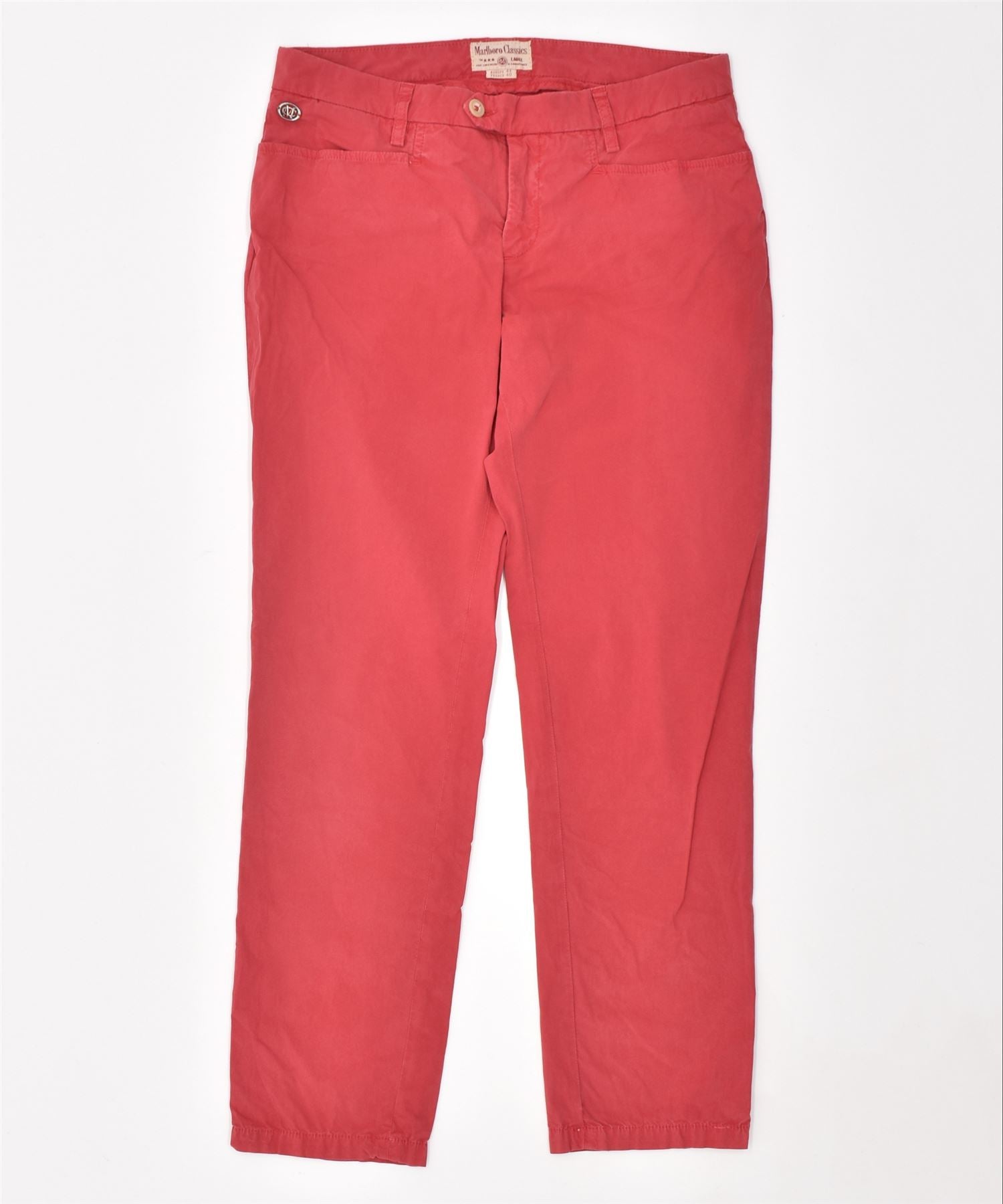 image of MARLBORO CLASSICS Womens Straight Casual Trousers EU 44 Large W31 L27 Red