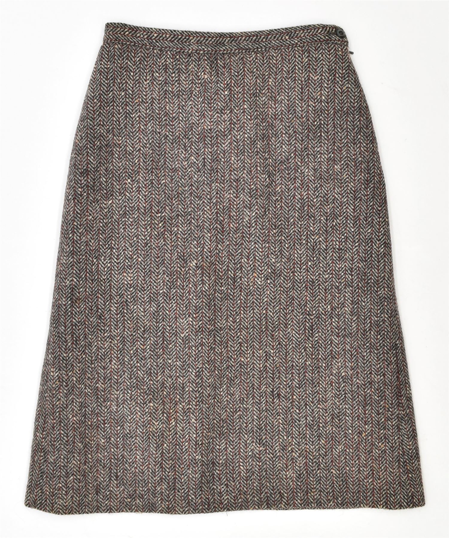 image of VINTAGE Womens A-Line Skirt W26 Small Brown Herringbone