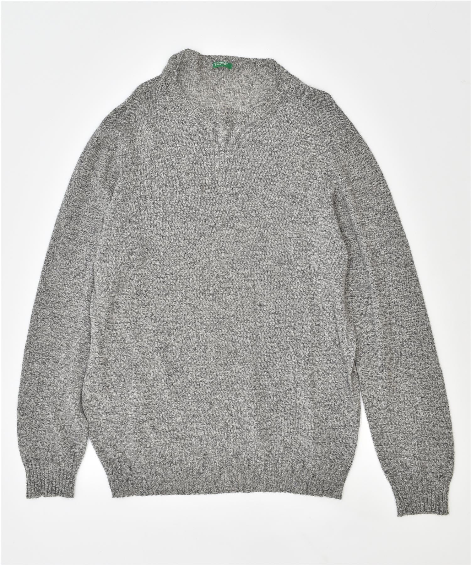 image of UNITED COLORS OF BENETTON Mens Crew Neck Jumper Sweater Large Grey