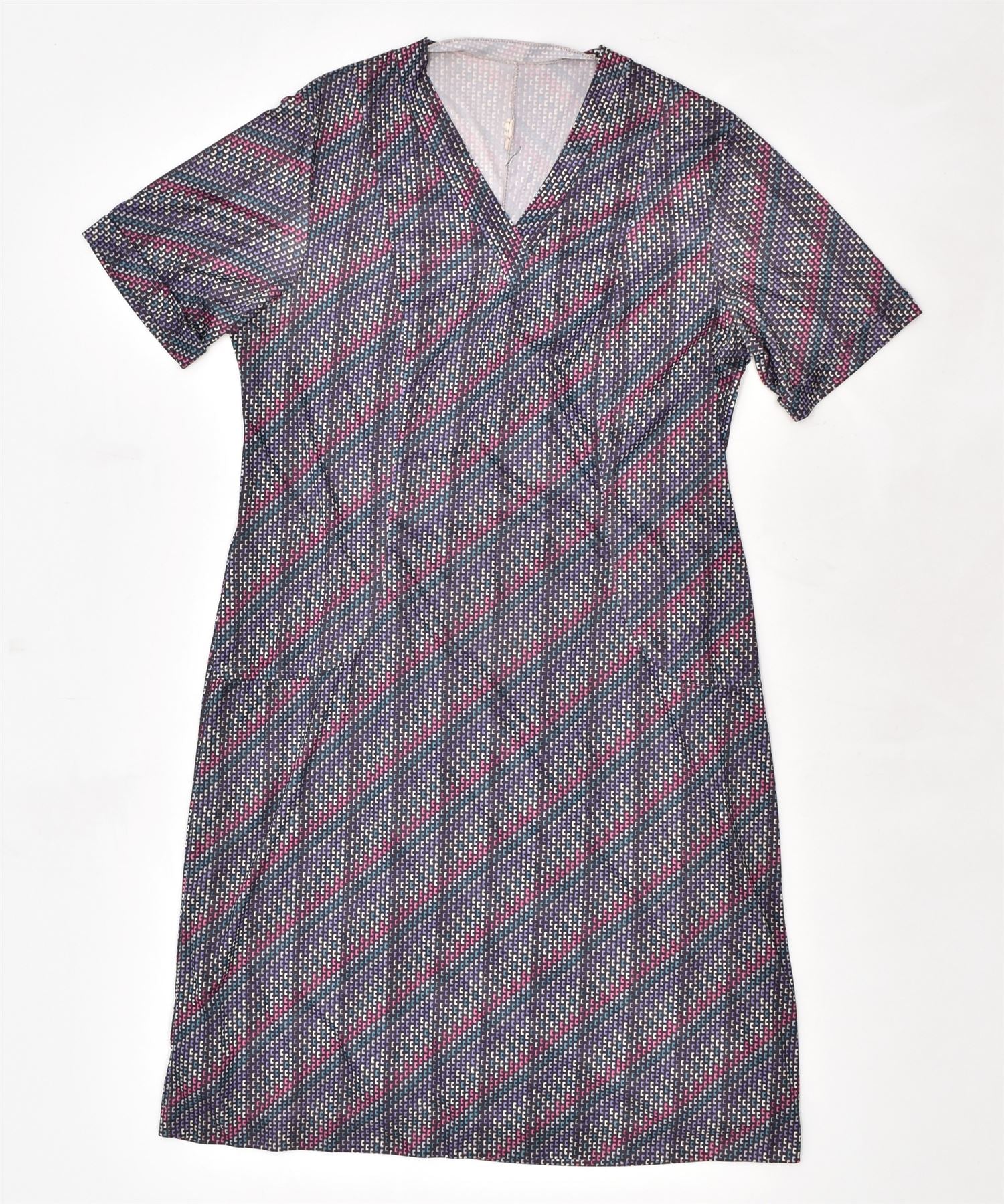 image of VINTAGE Womens Basic Dress UK 14 Large Multicoloured Geometric