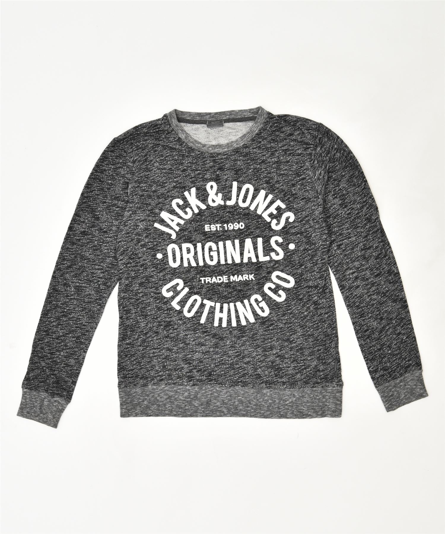 image of JACK & JONES Mens Graphic Sweatshirt Jumper Small Grey Cotton