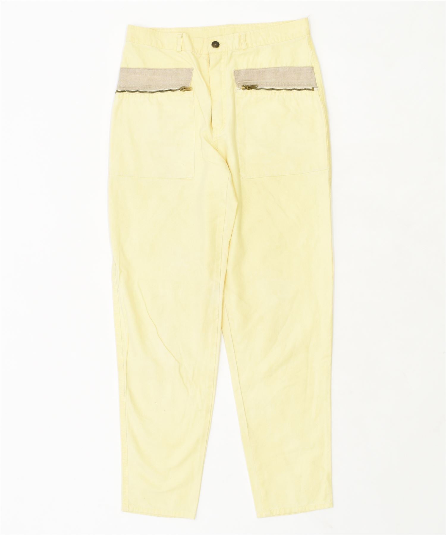 Image of SVMON'S Womens Slim Casual Trousers W30 L29 Yellow Vintage