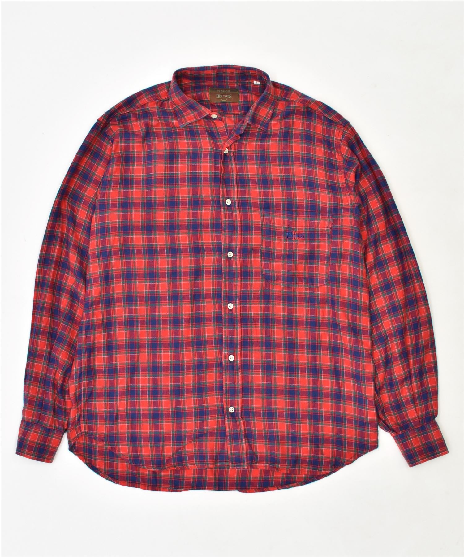 image of COLMAR Mens Ten Yards Shirt Small Red Check Cotton Vintage