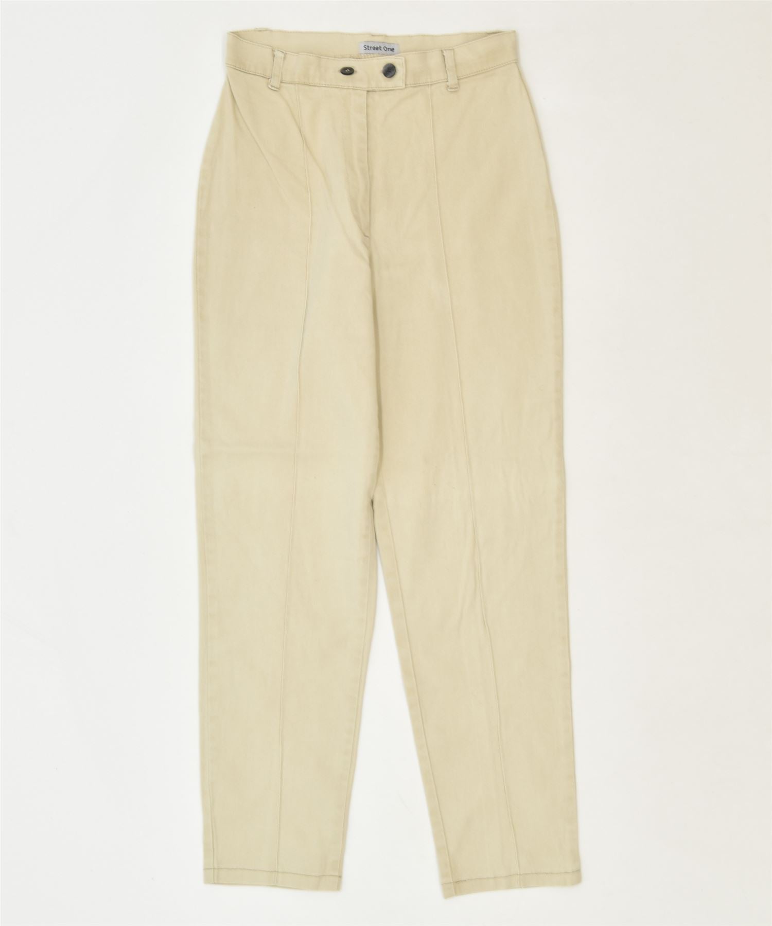 image of STREET ONE Womens Tapered Casual Trousers W28 L28 Beige Cotton Classic