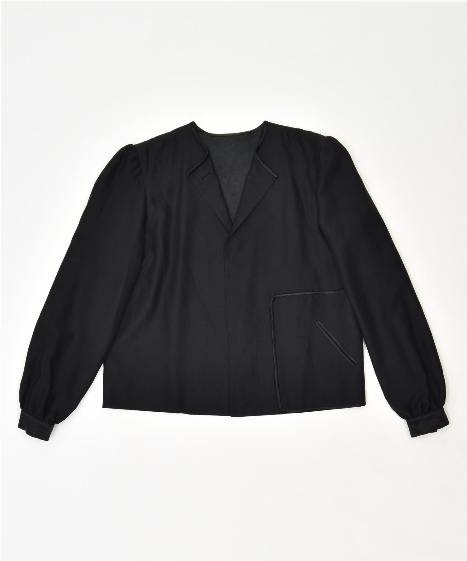 image of VINTAGE Womens Blazer Jacket UK 16 Large Black