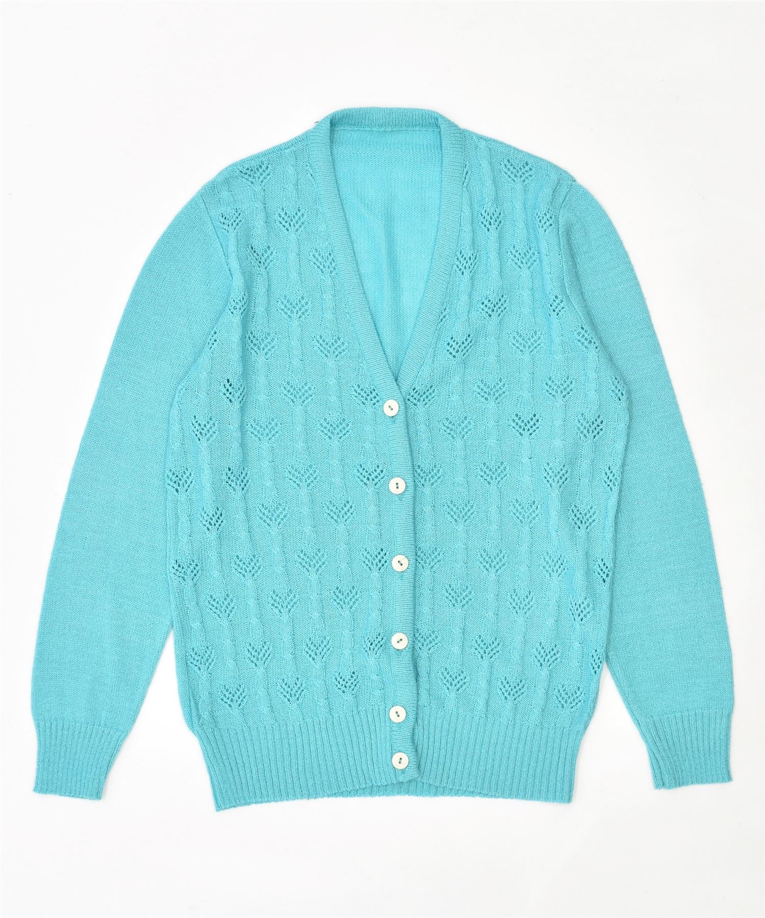 Image of VINTAGE Womens Cardigan Sweater UK 10 Small Turquoise