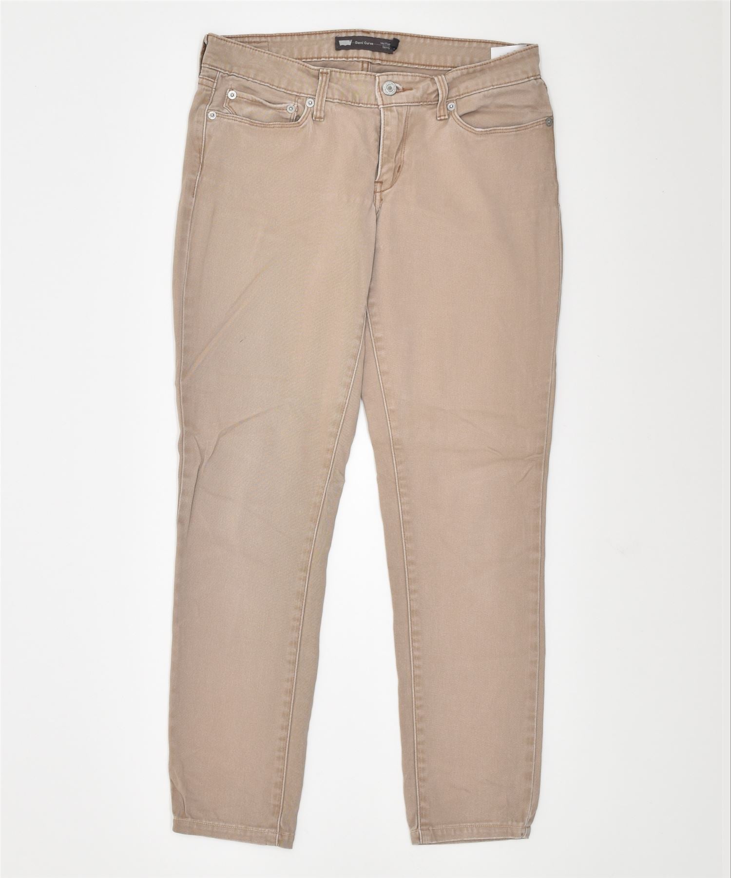 image of LEVI'S Womens Mid Rise Skinny Casual Trousers US 6 Medium W31 L28 Beige