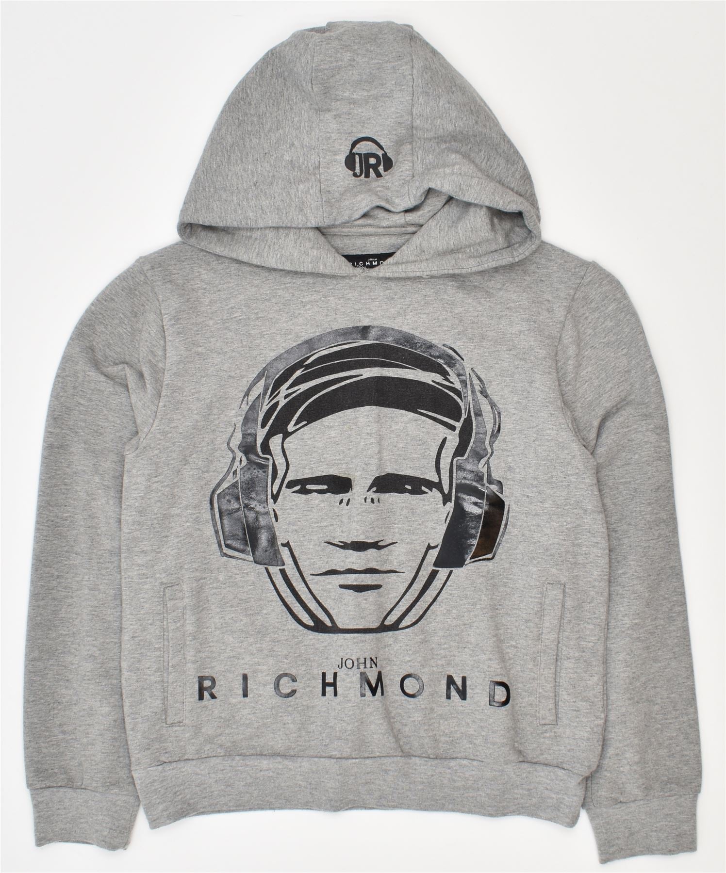 Image of RICHMOND Girls Graphic Hoodie Jumper 11-12 Years Grey Cotton