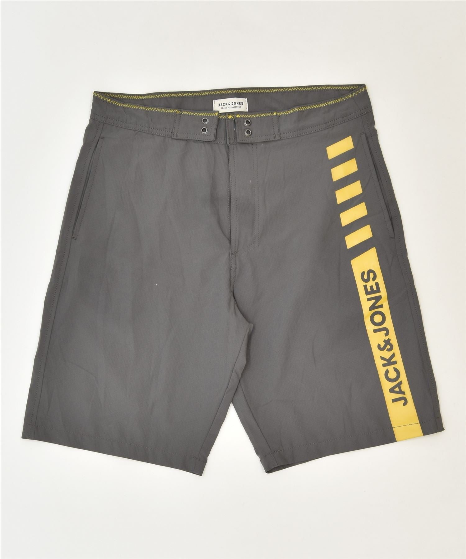 image of JACK & JONES Mens Graphic Swimming Shorts Small Grey Polyester Sports