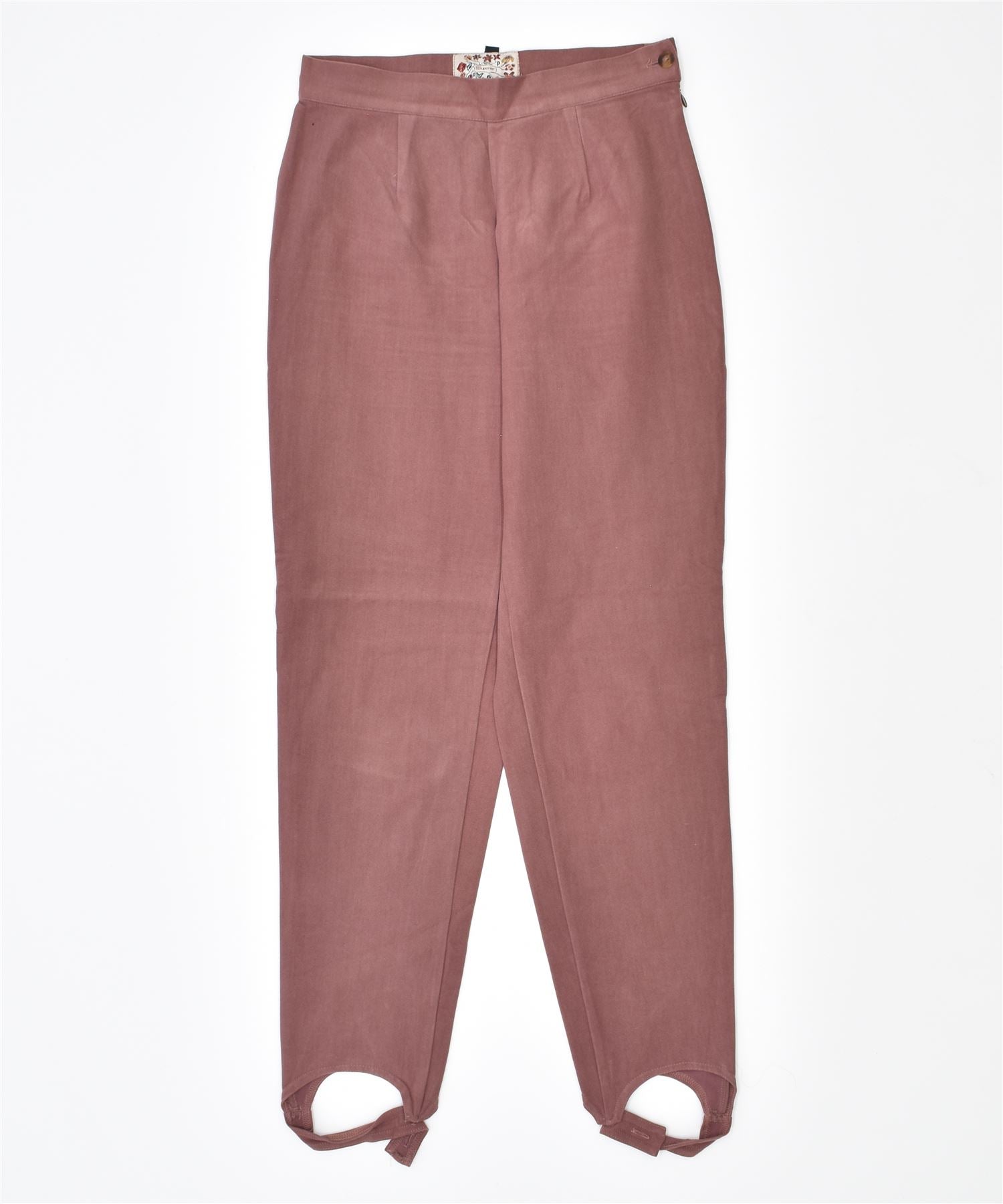 image of SUPERIOR Womens Stirrup Chino Trousers IT 42 Medium W26 L28 Pink Cotton