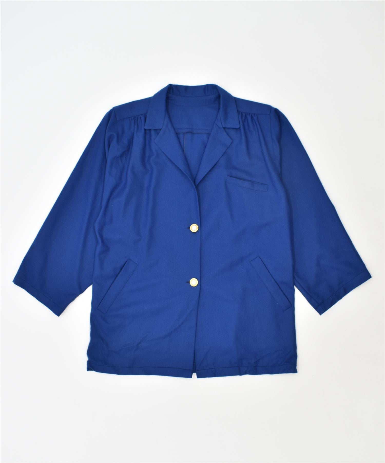 image of VINTAGE Womens 2 Button Blazer Jacket UK 16 Large Blue