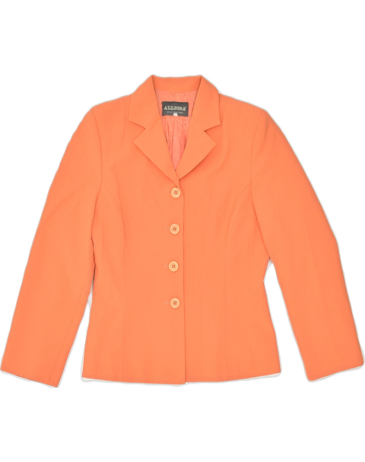 Image of ALLEGRA Womens 4 Button Blazer Jacket IT 42 Medium Orange Polyester