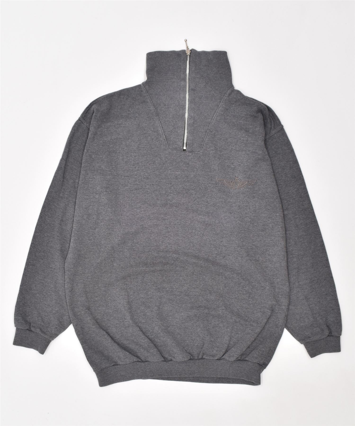 Image of EMILIO VESPUCCI Mens Zip Neck Sweatshirt Jumper Large Grey Cotton