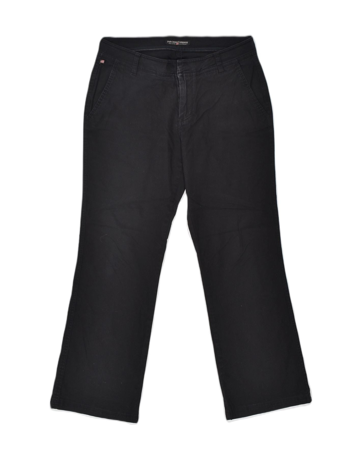 image of RALPH LAUREN Womens Bootcut Casual Trousers W30 L27 Black Cotton