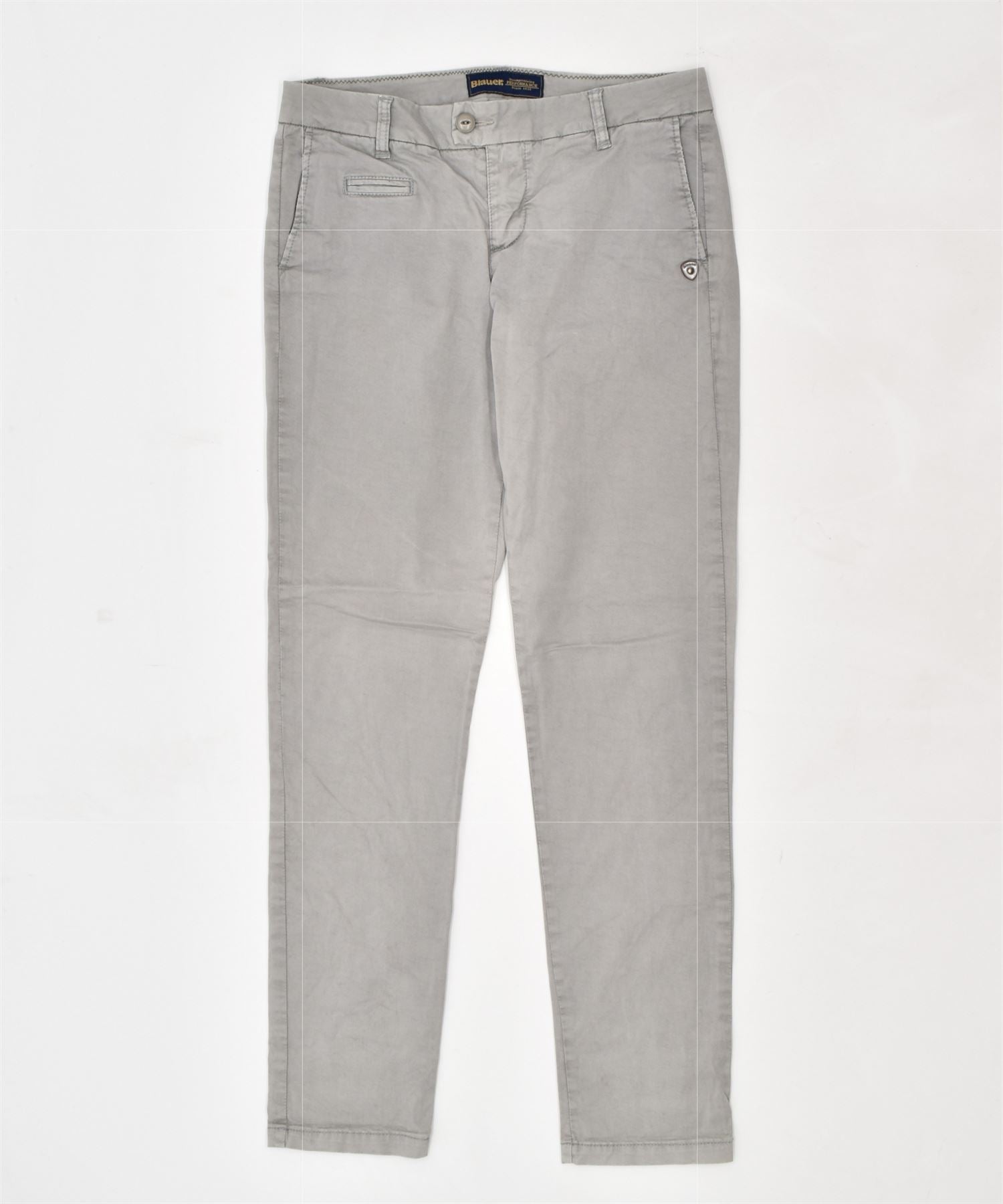 image of BLAUER Womens Straight Chino Trousers W28 L31 Grey Cotton Vintage