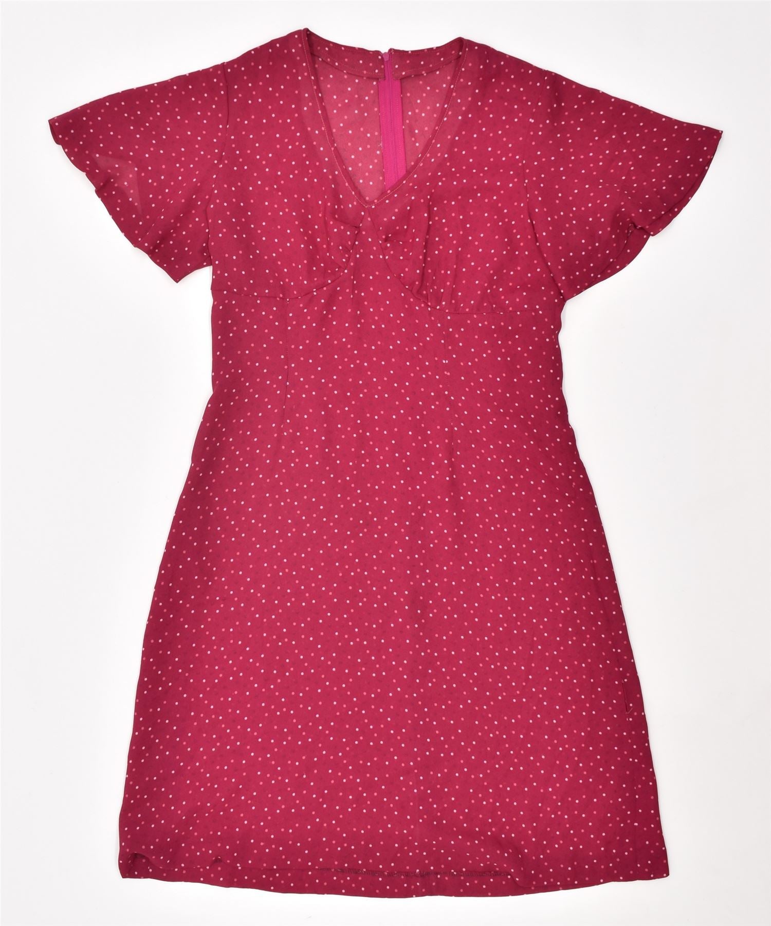 image of VINTAGE Womens See Through A-Line Dress UK 12 Medium Red Spotted