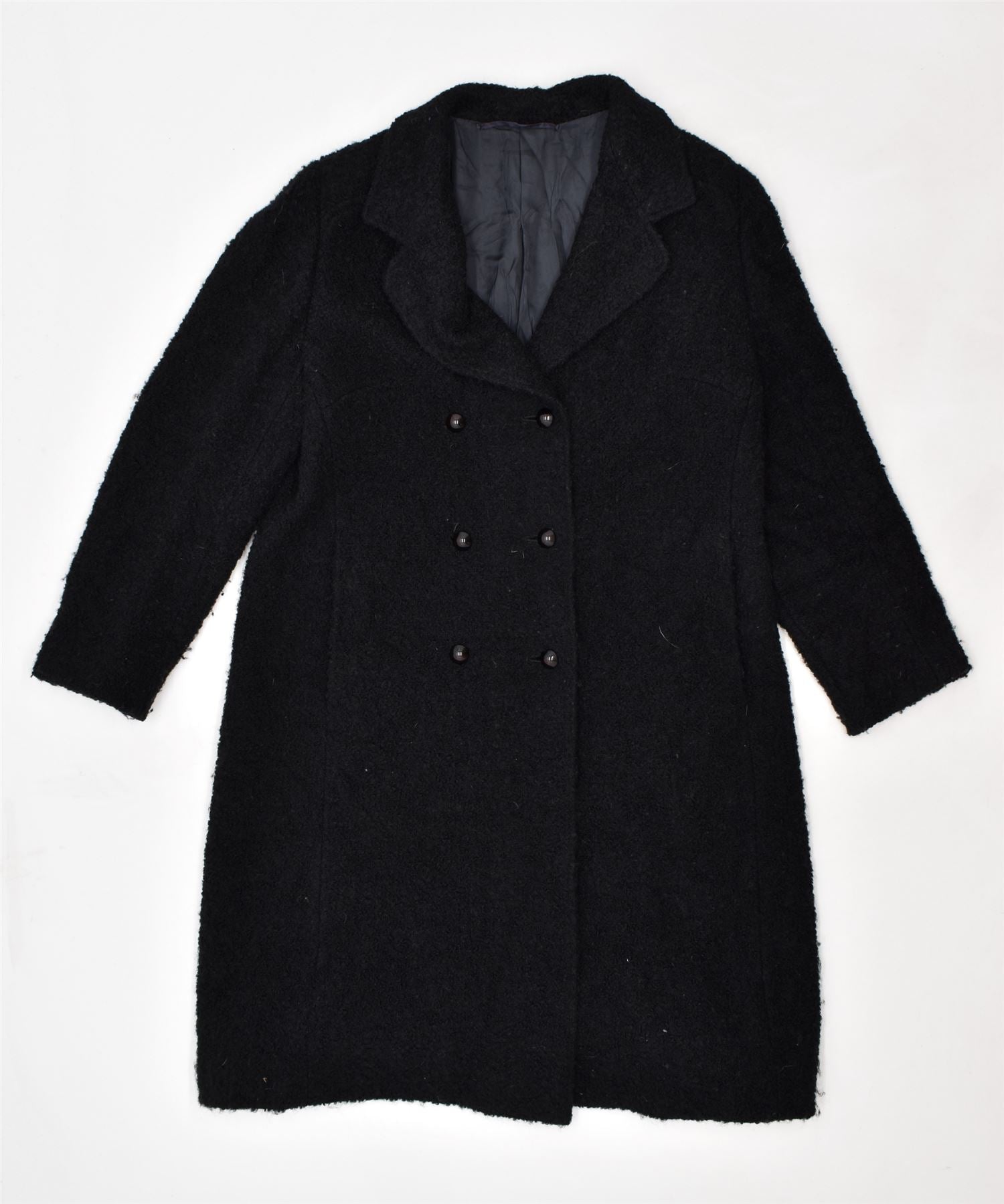 Image of VINTAGE Womens Double Breasted Overcoat UK 16 Large Black