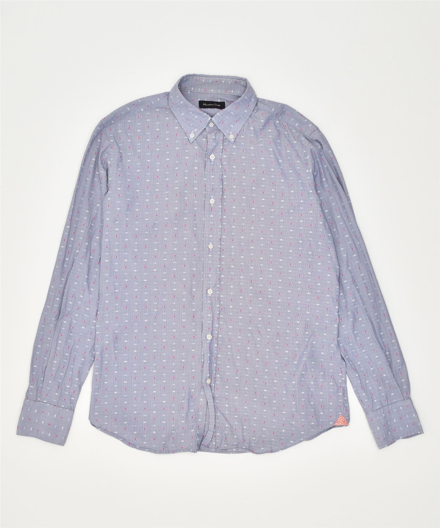 Image of MASSIMO DUTTI Mens Shirt Medium Blue Spotted