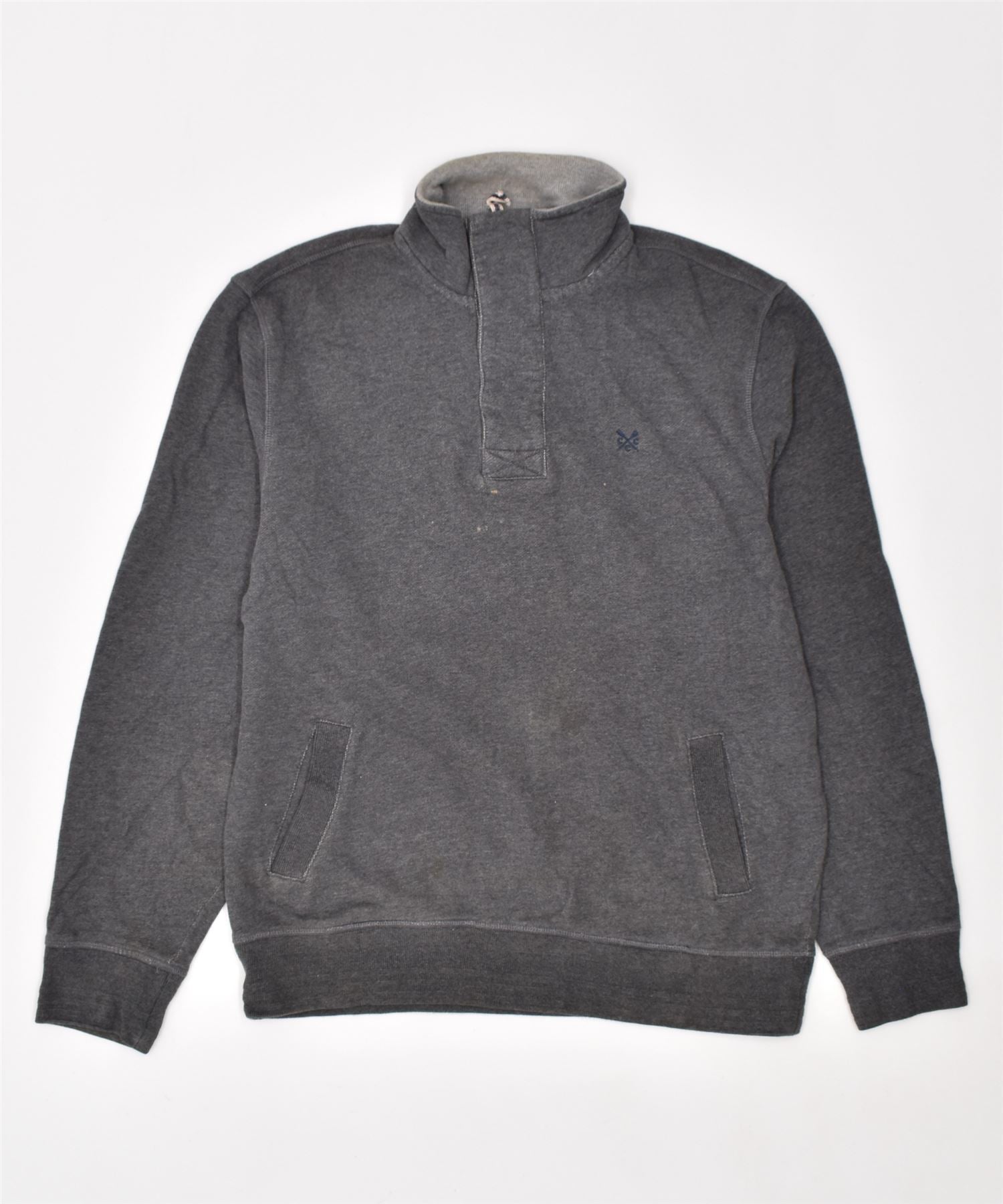 Image of CREW CLOTHING Mens Zip Neck Sweatshirt Jumper Small Grey Cotton