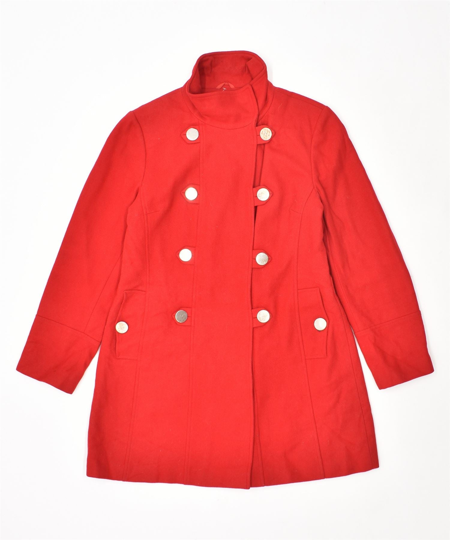 image of OASIS Womens Double Breasted Coat UK 16 Large Red