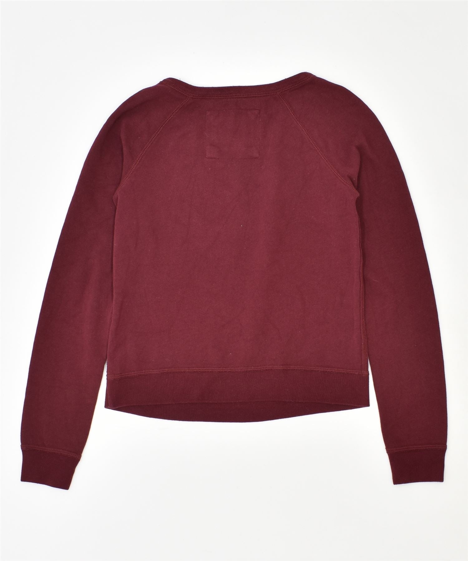 ABERCROMBIE & FITCH Womens Graphic Sweatshirt Jumper UK 6 XS Maroon Cotton