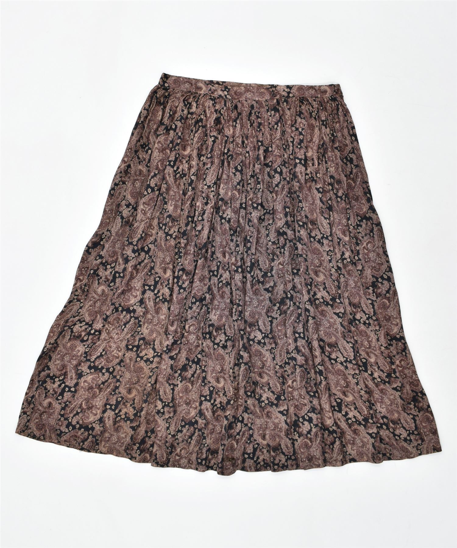 image of VINTAGE Womens Flared Skirt W28 Medium Brown Paisley