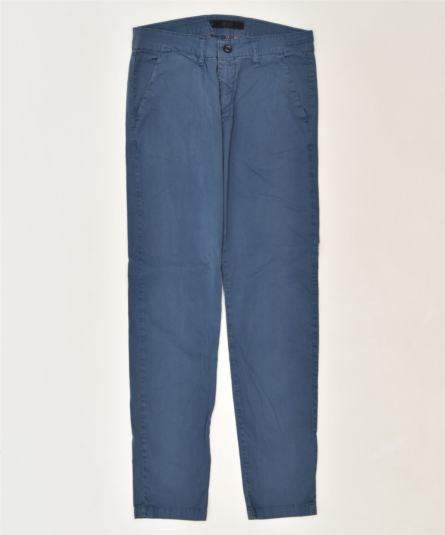 image of LIU JO Womens Slim Chino Trousers IT 46 Large W30 L31 Blue Cotton Classic