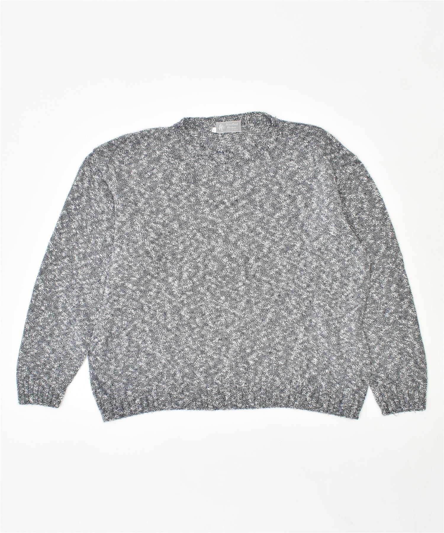 image of JEAN PAUL FLOBER Mens Crew Neck Jumper Sweater Large Grey Flecked Cotton