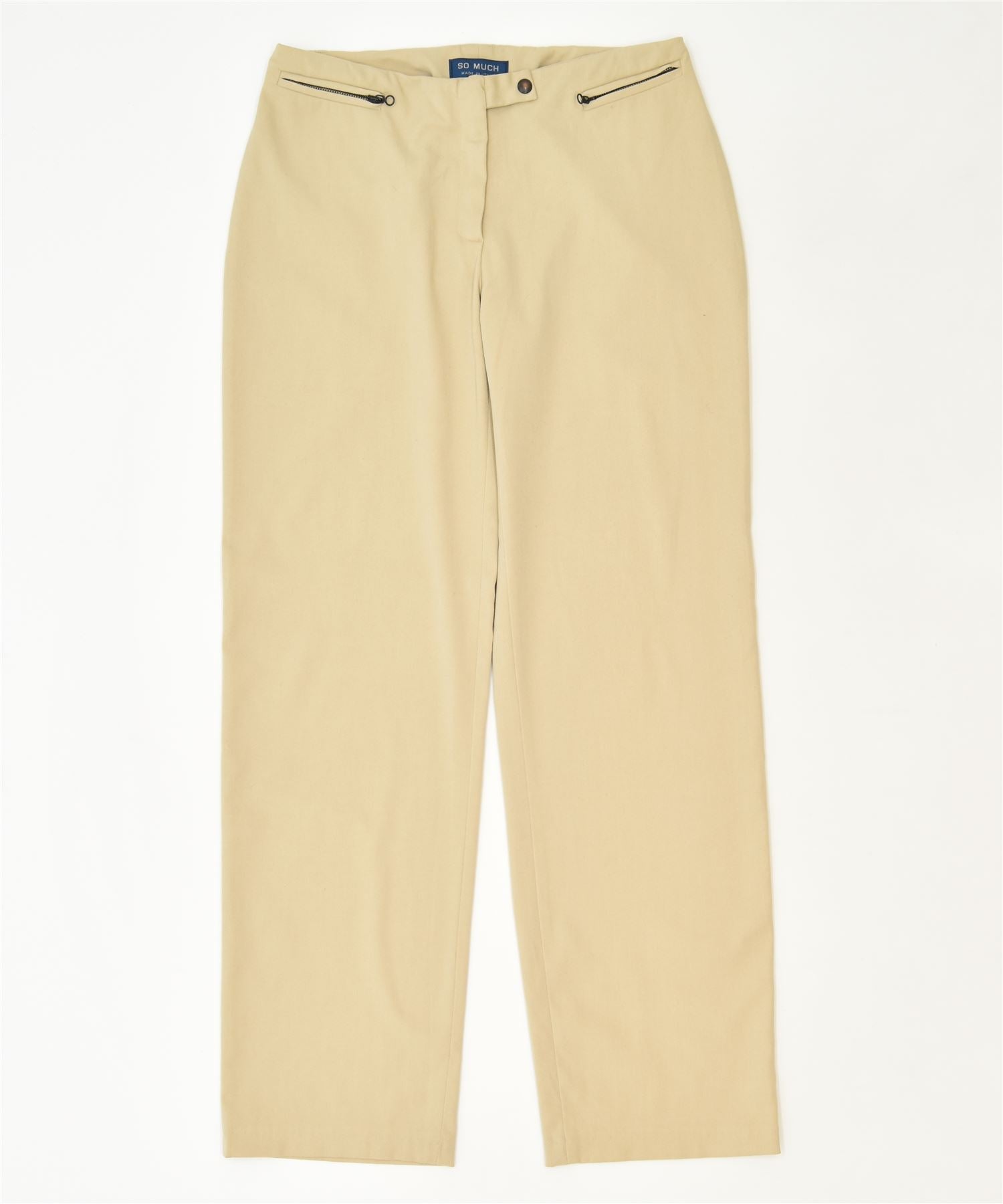 image of SO MUCH Womens Straight Trousers IT 46 Large W32 L32 Beige Classic