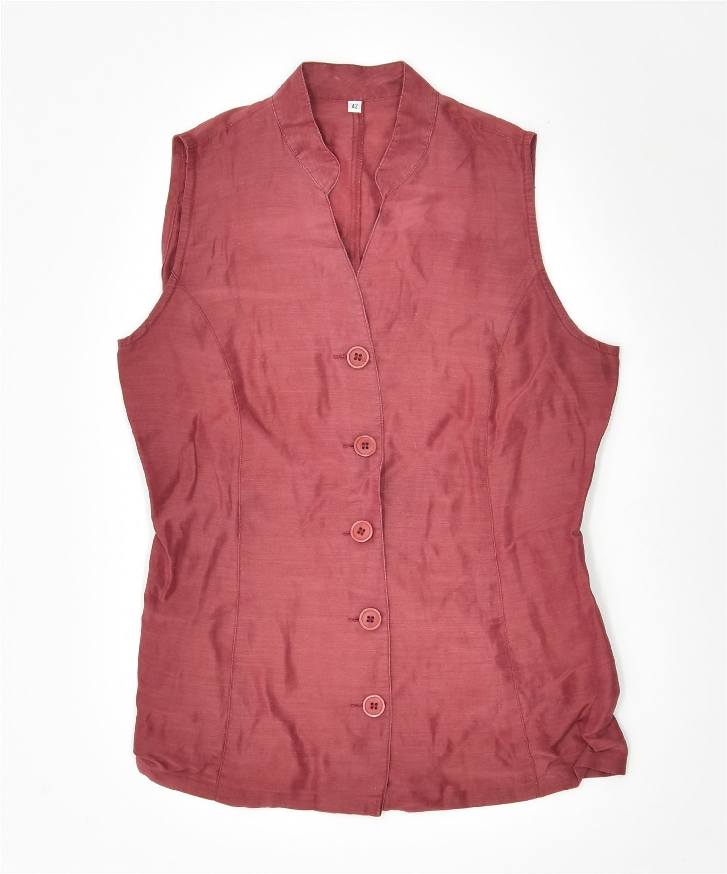 image of VINTAGE Womens Sleeveless Shirt Blouse EU 42 Medium Burgundy