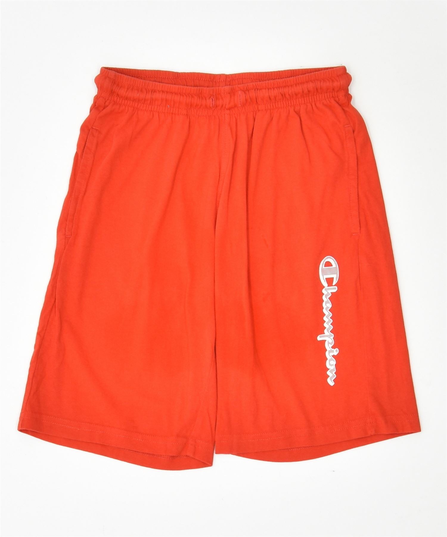 image of CHAMPION Girls Graphic Sport Shorts 9-10 Years Medium Red Cotton