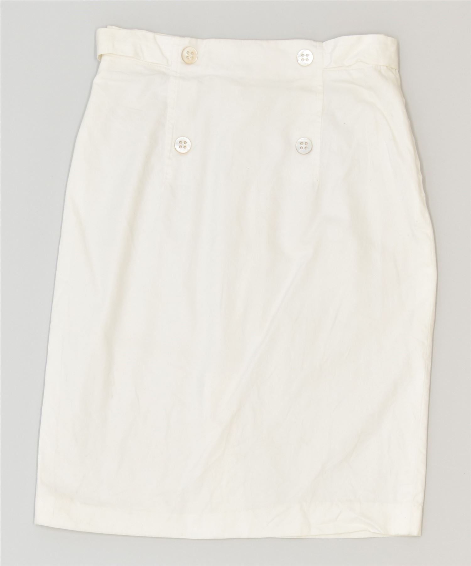 image of LES COPAINS Womens Pencil Skirt IT 44 Medium W28 White Cotton Classic