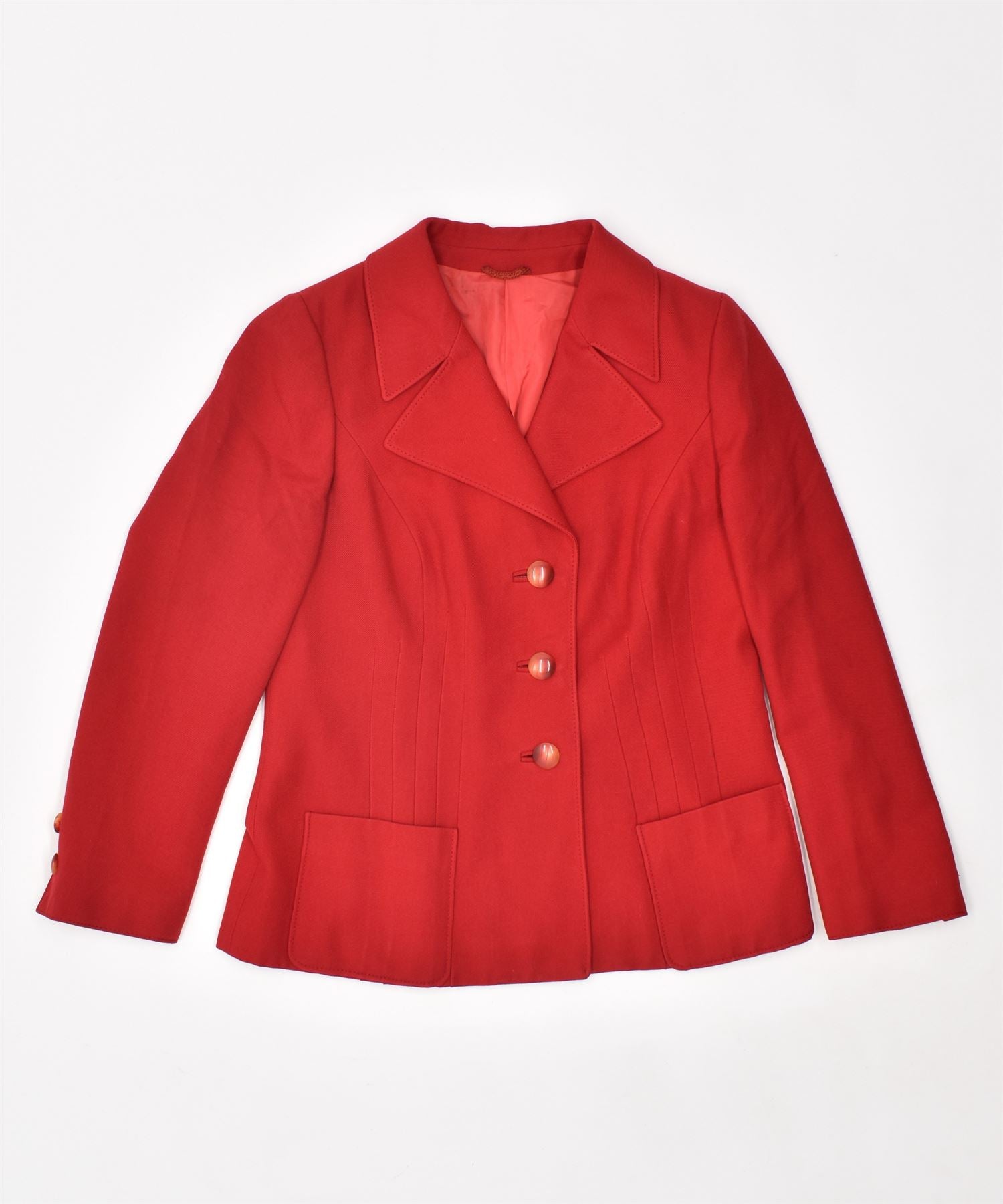 image of VINTAGE Womens 3 Button Blazer Jacket UK 10 Small Red