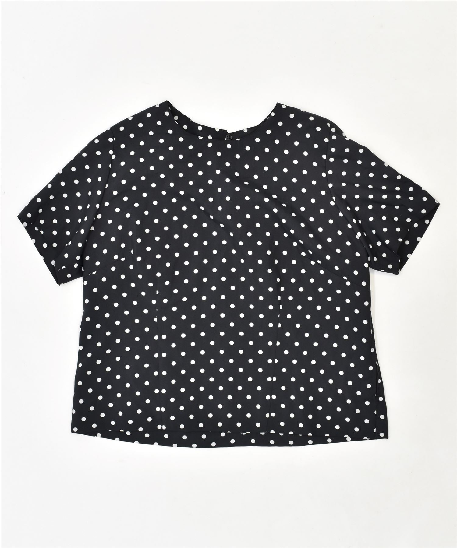 Image of VINTAGE Womens Blouse Top UK 14 Large Black Polka Dot