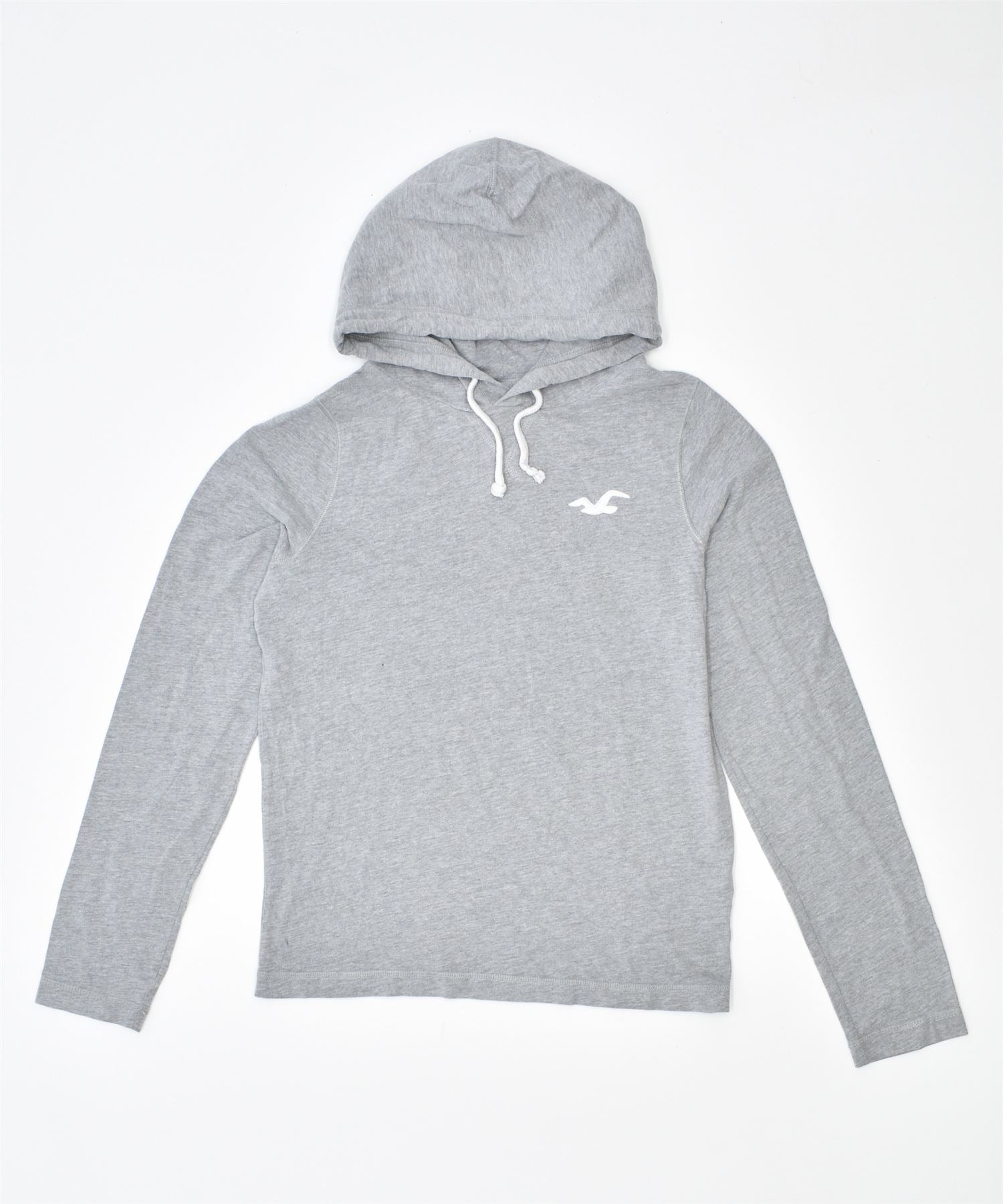 image of HOLLISTER Womens Hoodie Jumper UK 10 Small Grey Cotton