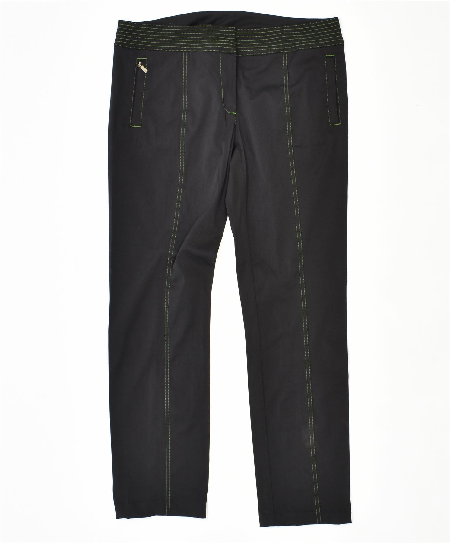 image of TRUSSARDI Womens Slim Chino Trousers W34 L29 Grey Pinstripe Polyester