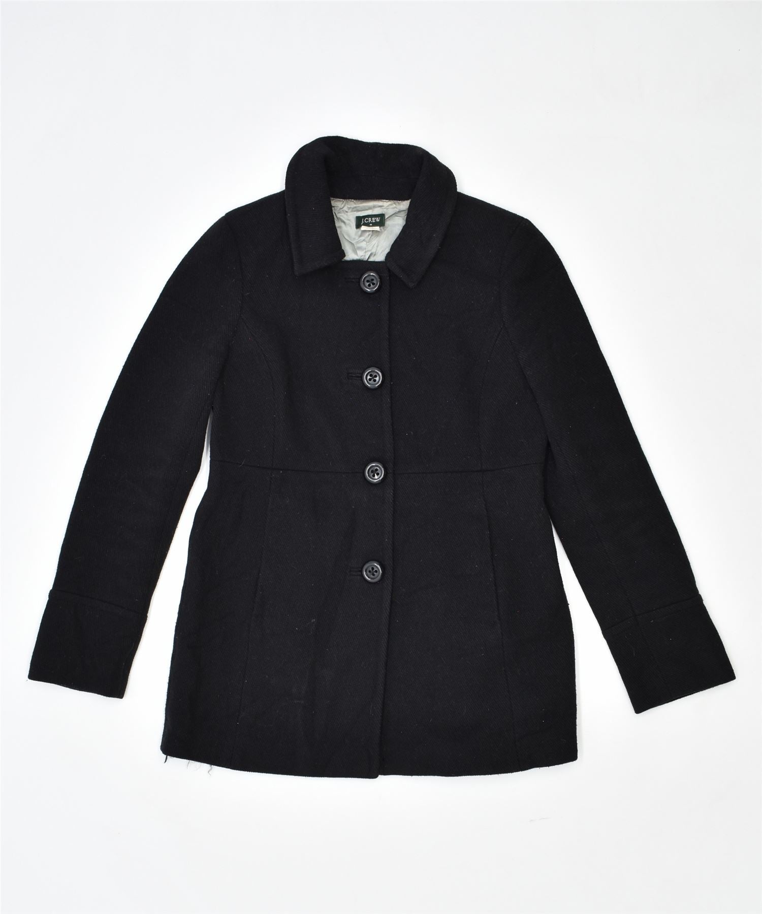 Image of J. CREW Womens Pea Coat UK 8 Small Black Wool