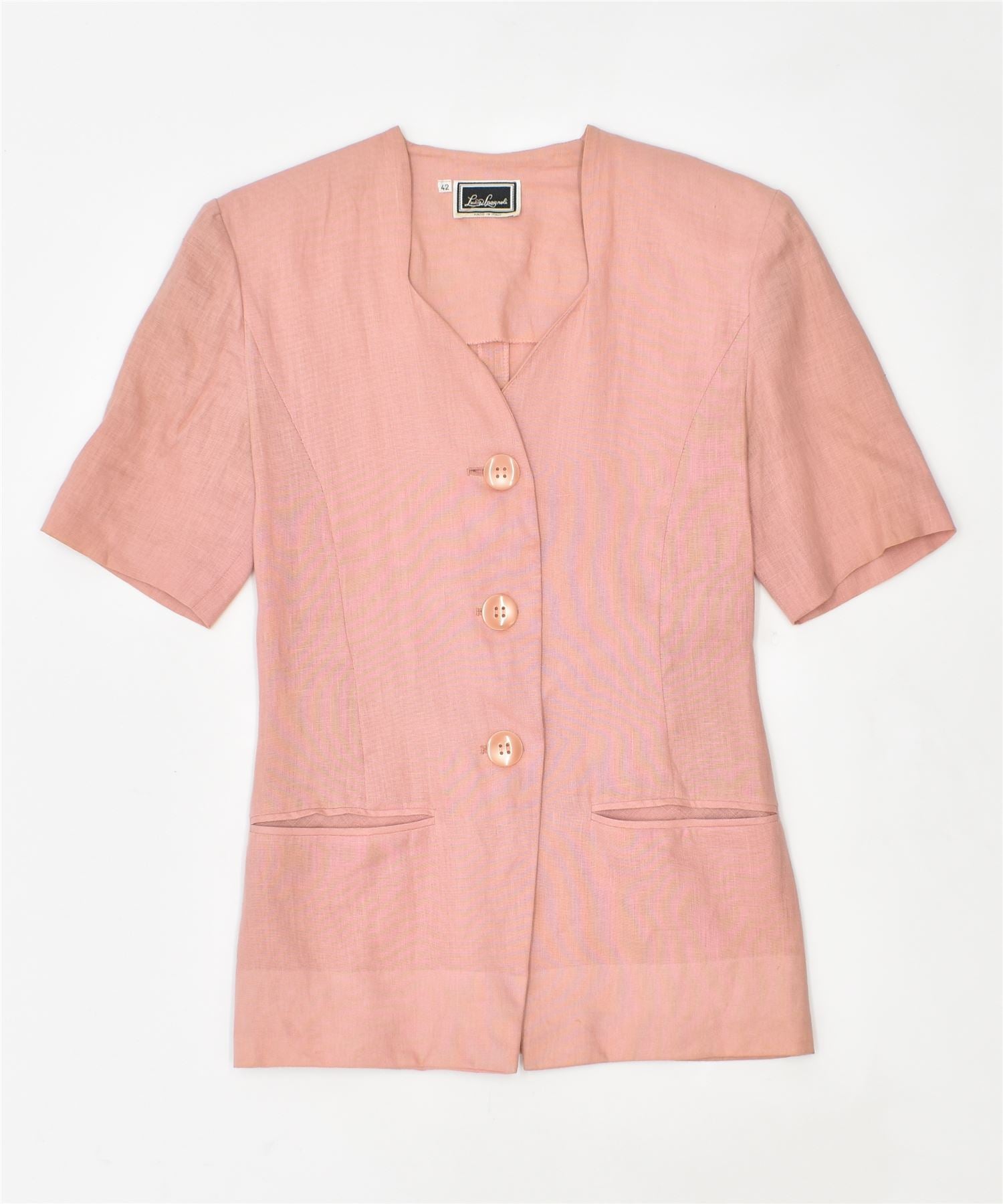 Image of LUISA SPAGNOLI Womens Short Sleeve 3Button Blazer Jacket IT 42 Medium Pink