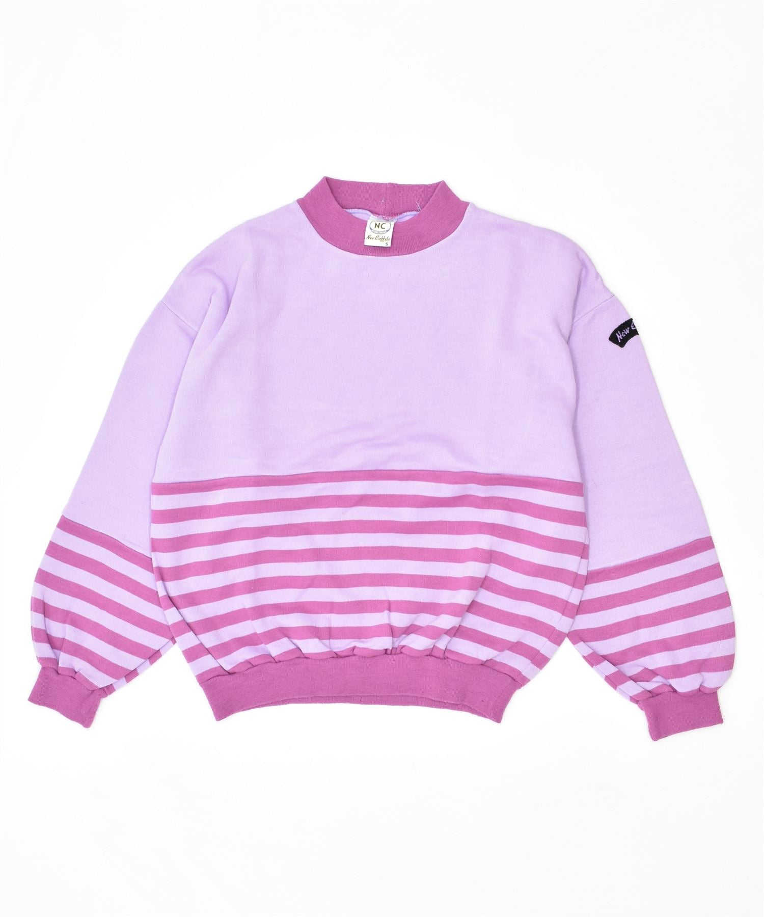 image of NEW CIEFFEBI Womens Sweatshirt Jumper UK 10 Small Pink Striped Acrylic