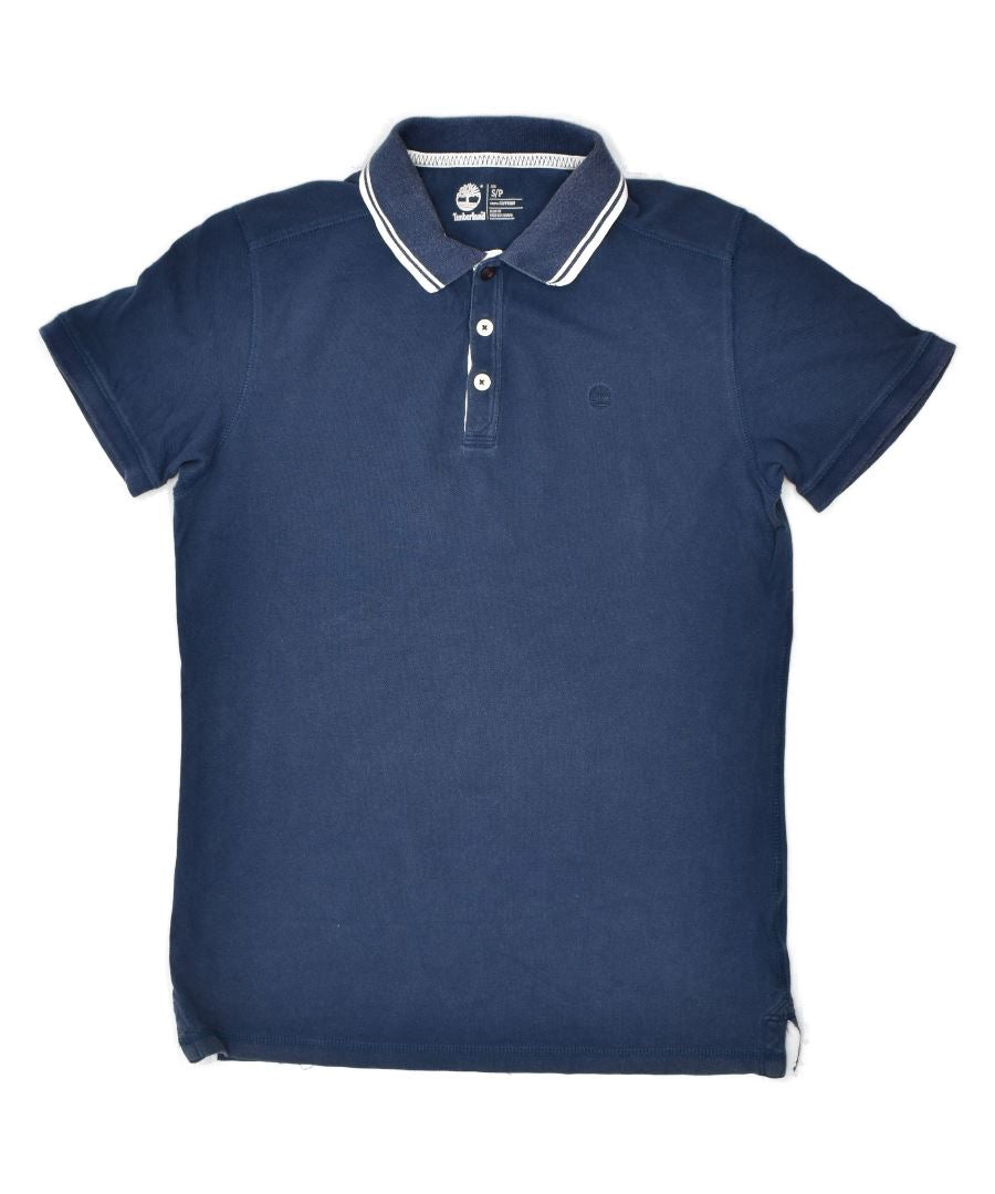 image of TIMBERLAND Mens Slim Fit Polo Shirt Small Blue Cotton