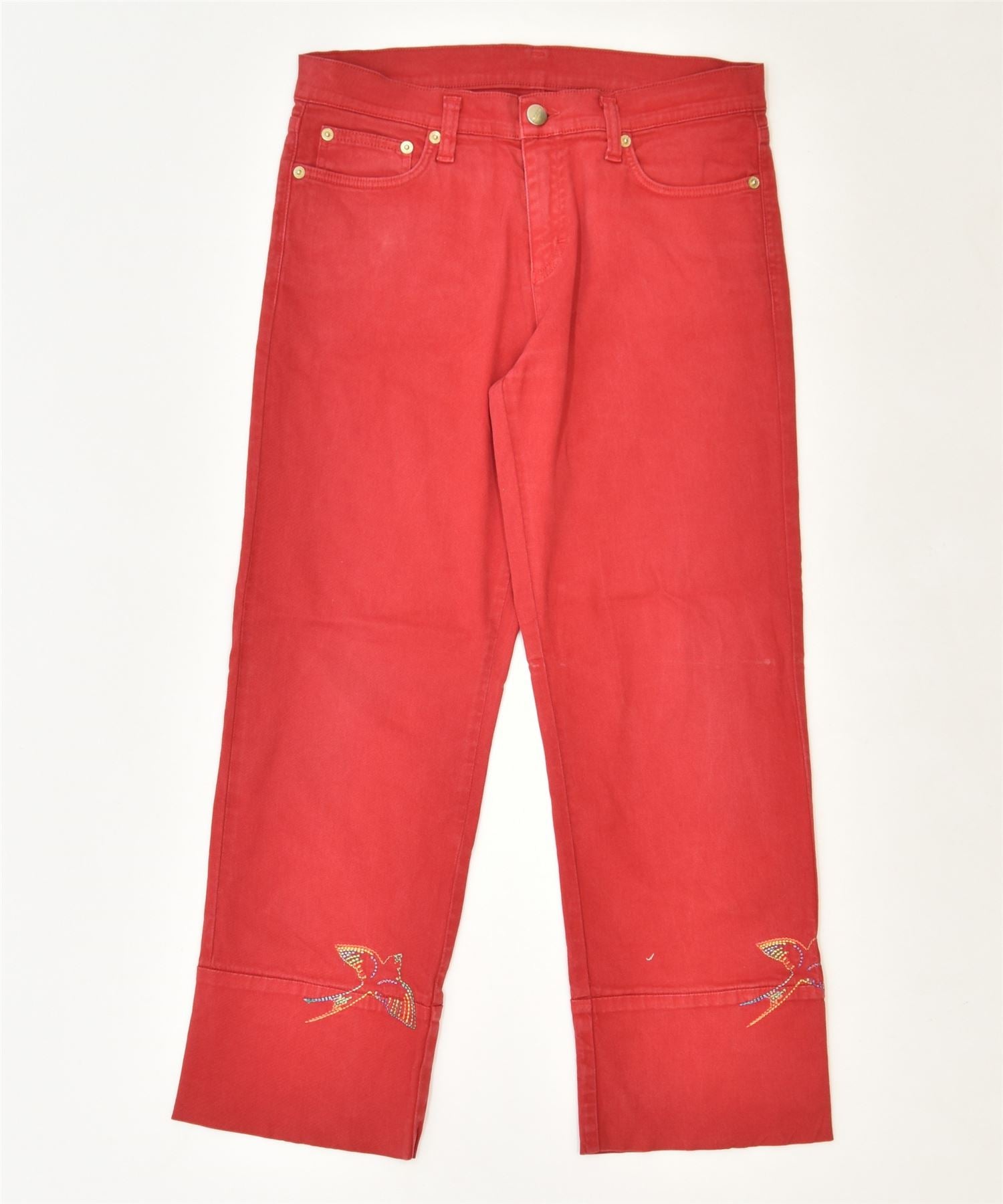 Image of ICEBERG Womens Straight Capri Jeans W30 L25 Red Cotton