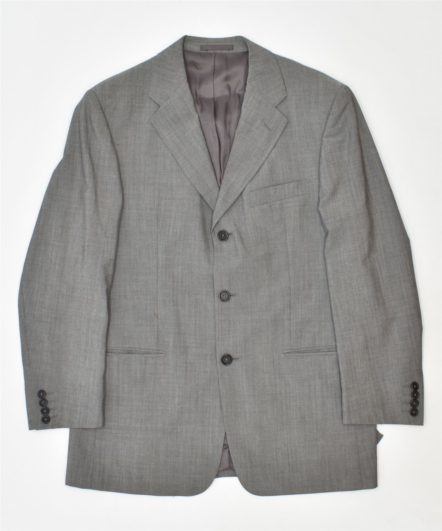 Image of MASSIMO DUTTI Mens 3 Button Blazer Jacket IT 50 Large Grey Wool