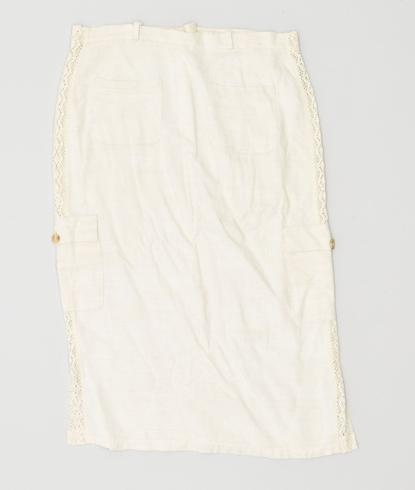 image of VINTAGE Womens Straight Skirt Small W26 Off White