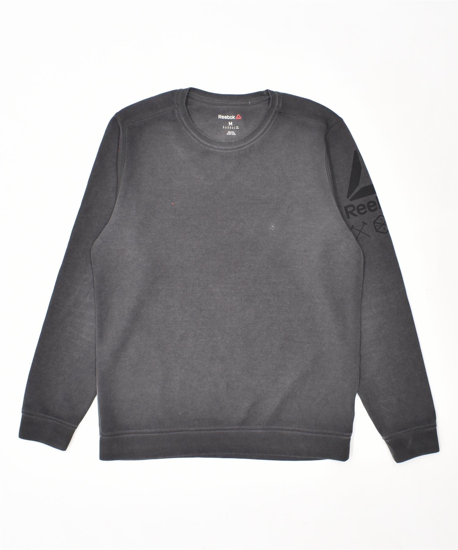 image of REEBOK Mens Graphic Sweatshirt Jumper Medium Black Cotton