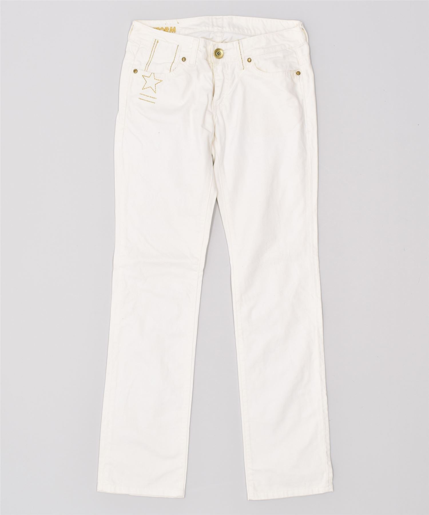 image of UNIFORM Womens Straight Jeans W28 L31 White Cotton