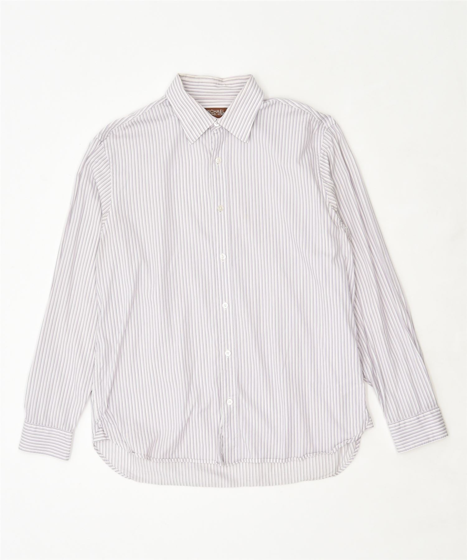 Image of MICHAEL KORS Mens Shirt Large Pink Striped Cotton