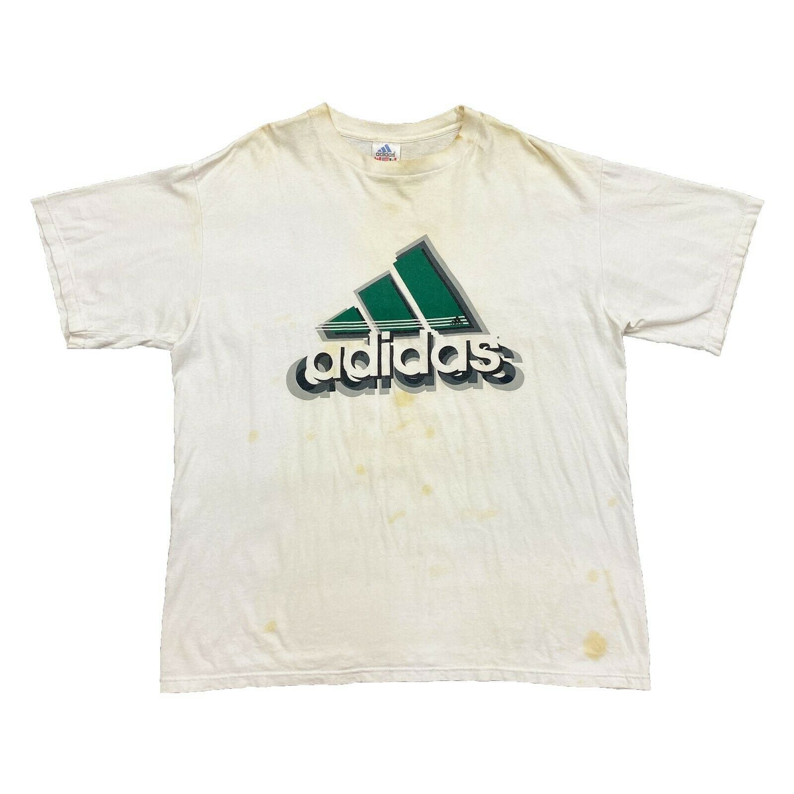 Adidas Big Logo Print Tshirt | Vintage Sports Brand Street Wear White VTG