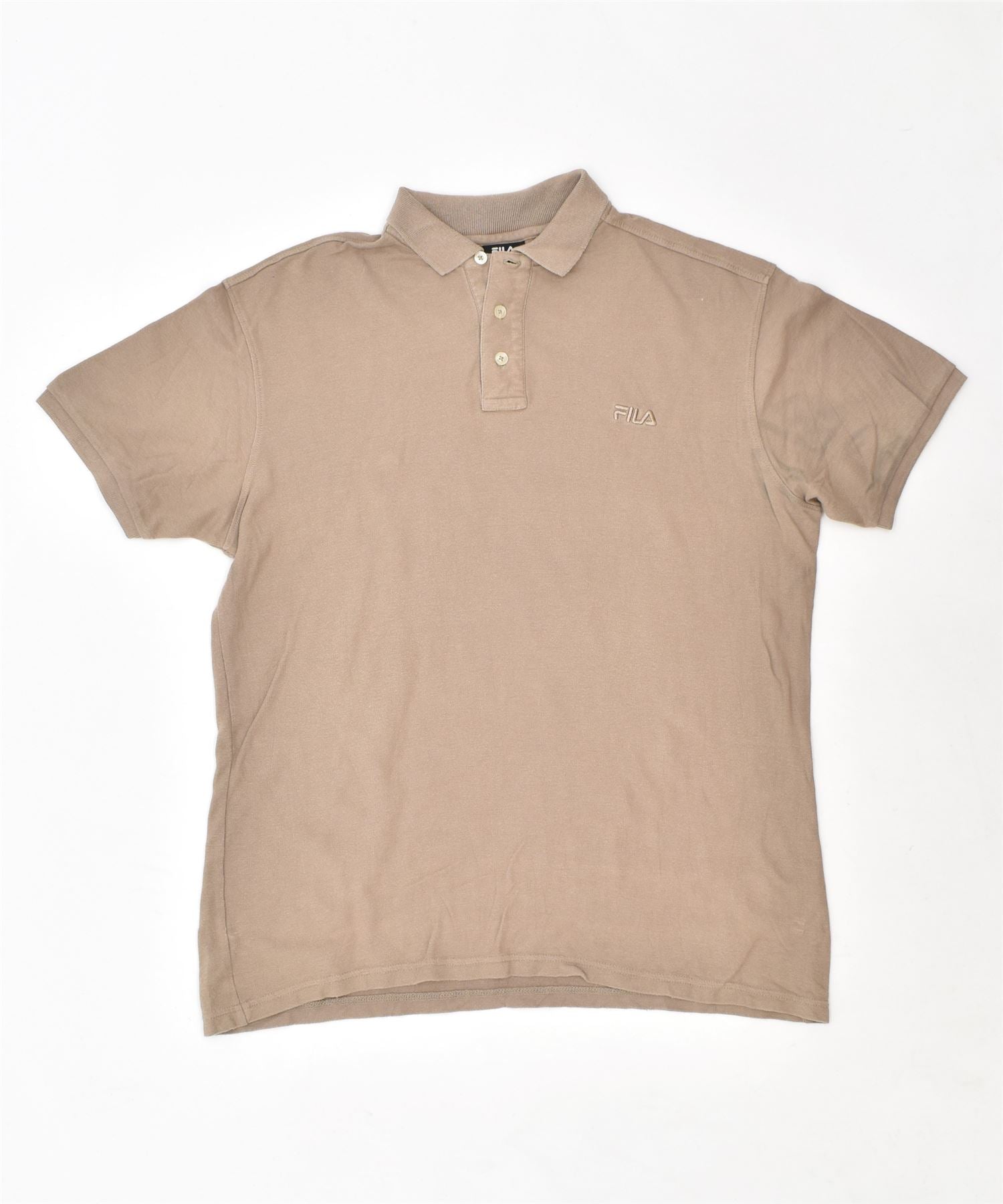 Image of FILA Mens Polo Shirt Large Brown Cotton